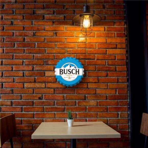 Busch Beer Metal Bottle Cap Sign Garage Shop Bar Man Cave Outdoor Decor LARGE NW - Picture 3 of 6